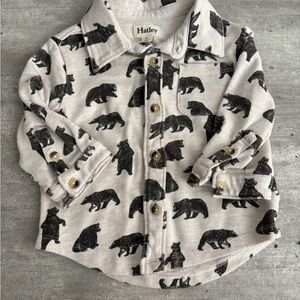 Hatley Gray and Black Button Down Shirt with Bear Print